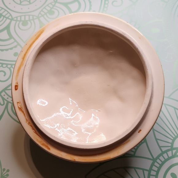 Vintage Cookie Jar Canister Flowers Daisy Butterfly Cream Orange Yellow Brown - Picture 11 of 12